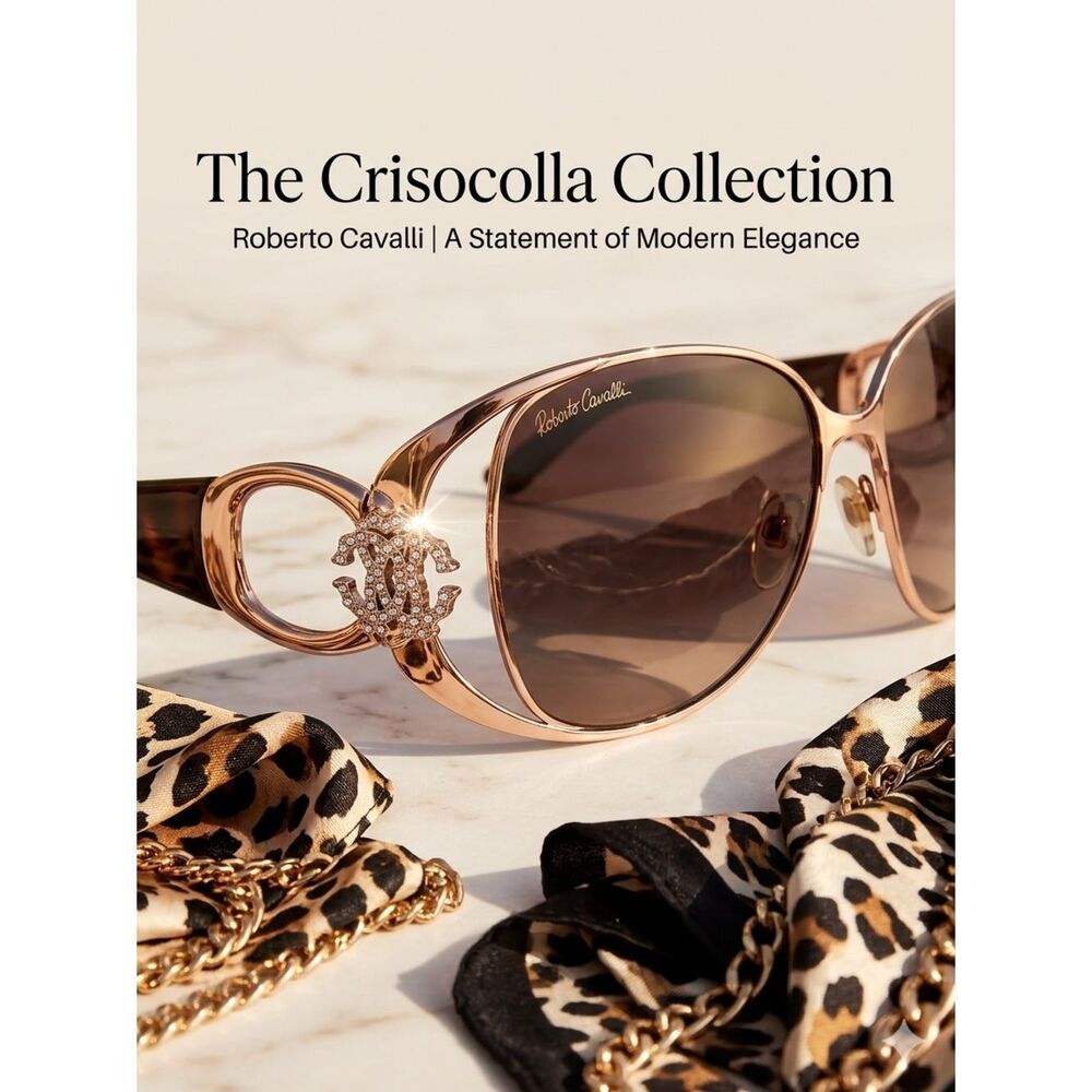 Roberto Cavalli RC457S Crisocolla Sunglasses Brown Gold Designer Luxury Eyewear!